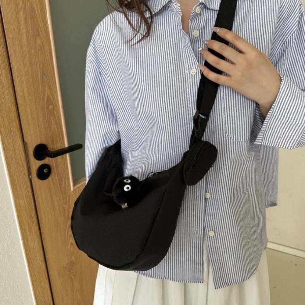 Korean Style Lightweight Shoulder Bag Cream Color Simple Dumpling Bag Girls