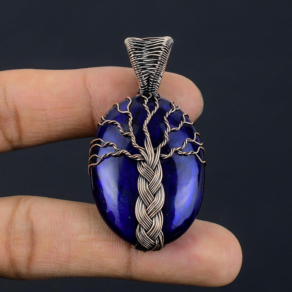 Blue Flash Labradorite Handmade Pendant, Natural Gemstone Jewelry, 999 Copper Wire Wrapped Pendant Jewelry, For Gift