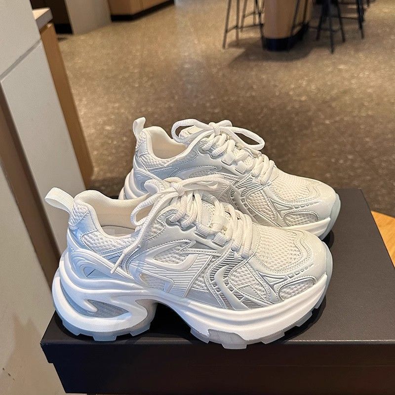 

Thick-soled Dad Shoes for Women, Breathable and Versatile, Casual Height-increasing Sports Shoes 40 білий