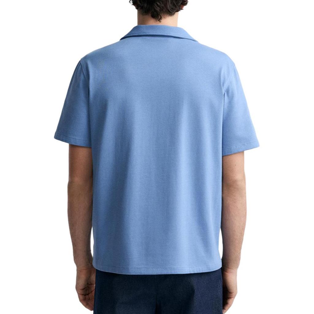 Zara Origins Series Heavyweight Lapel Casual Short Sleeve Shirt Men shirts Blue 4231418-981