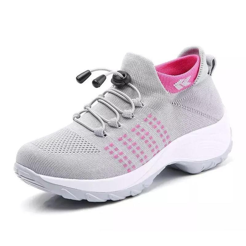 Sports Shoes, Socks, Mom's Shoes, Fly Woven Breathable Mesh Fabric, Women's Shoes, Thick Soled Rocking Shoes