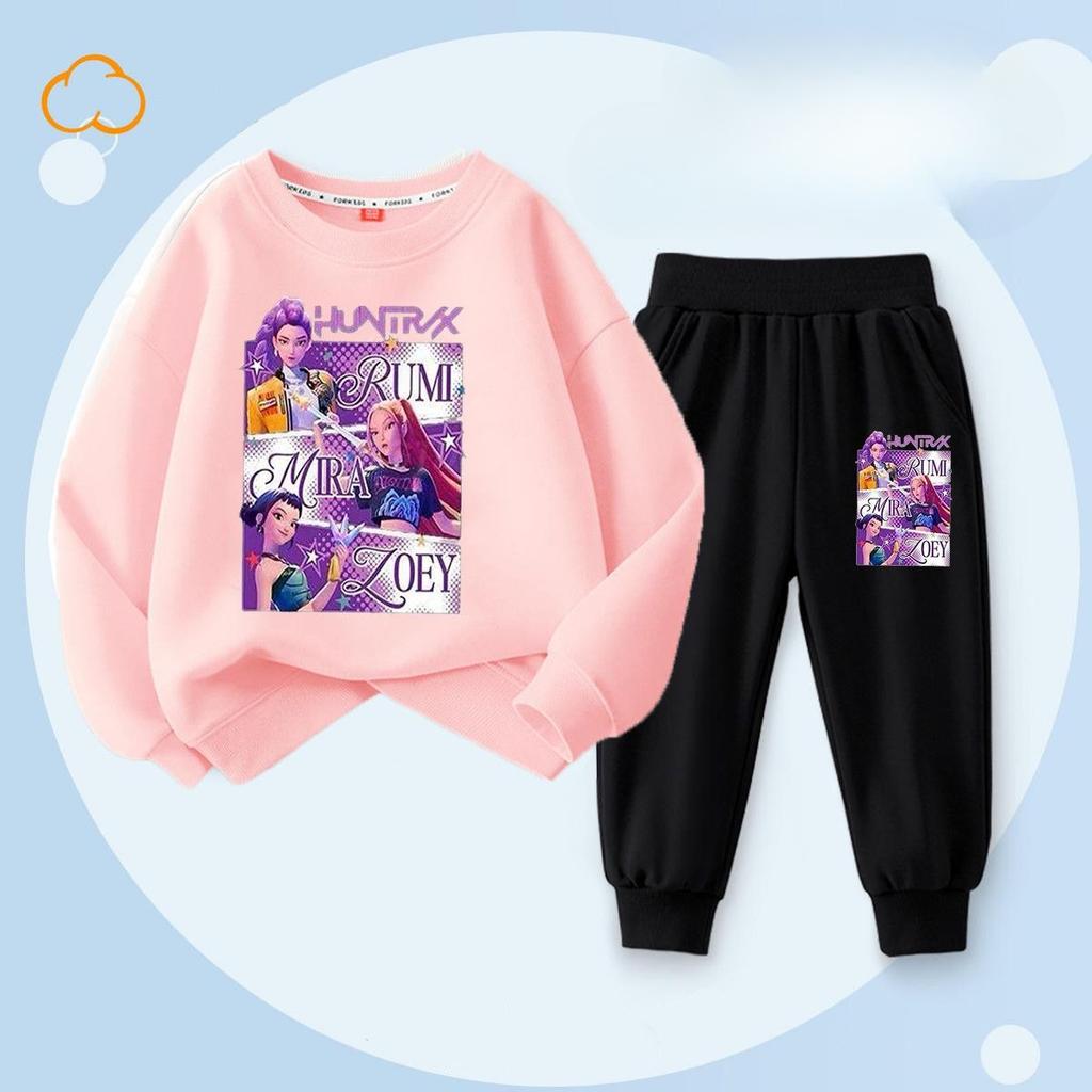 Modă pentru copii Vânătoare de vrăjitoare K-POP Hanorac cu gât rotund Set casual din 2 piese de primăvară și toamnă pentru băieți și fete