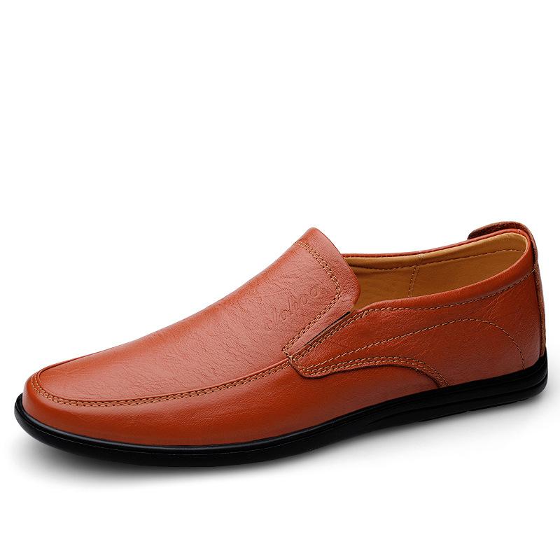 Large size casual leather shoes men's one-pedal lazy shoes flat shoes four-season single shoes cowhide men's shoes