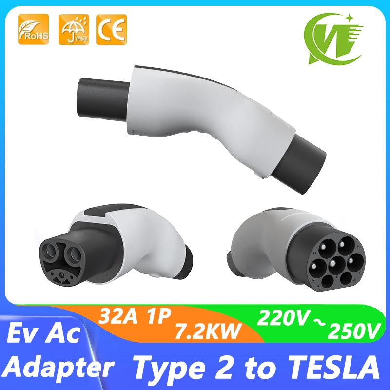 BEE1 AC Type2 to Tesla Adapter Electric Car Charging Adapter For Type 2 EU to NACS Tesla EV Connector Adapter For Tesla Model 3 Y X Z