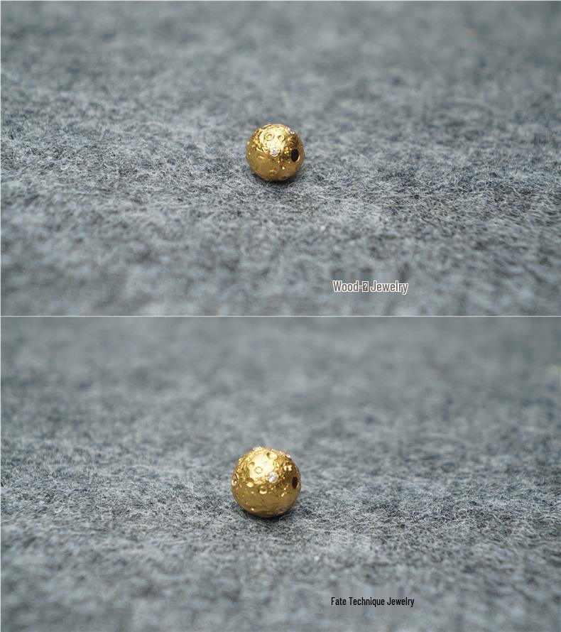 S925 Silber Antik Goldplattiert Meteoritenperlen Armband Kette Anhänger mit Weißen Diamanten