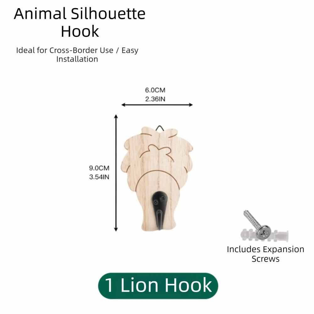 Hickory Wood Animal Hook Cute Design Wall-Mounted Hook Decoration Key Hanging Hook  Wardrobe