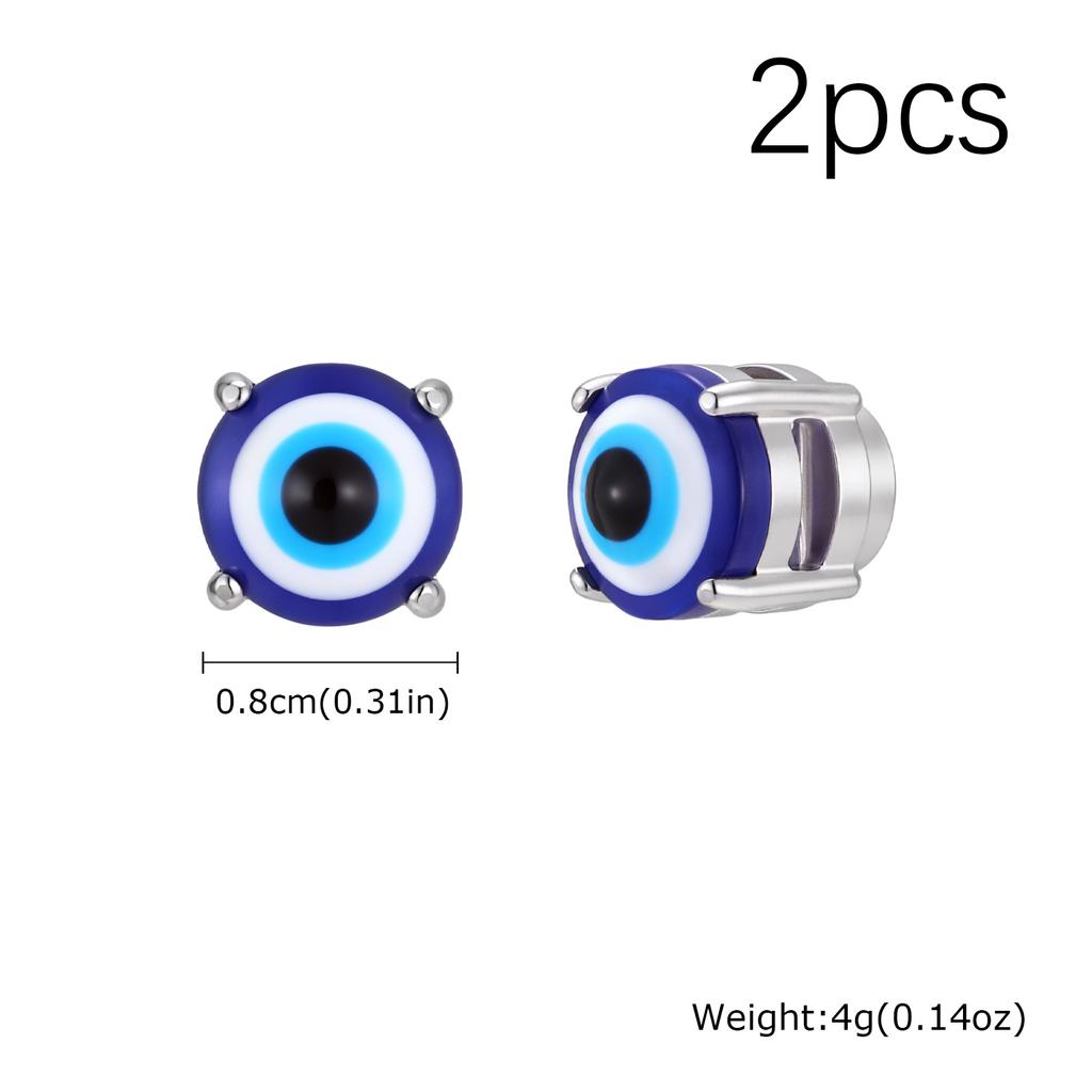 Anti Allergy Devil's Eye Magnetic Clip Earrings for Men,Stainless Steel Blue Eyes Non Perforated Earrings,Talisman Jewelry