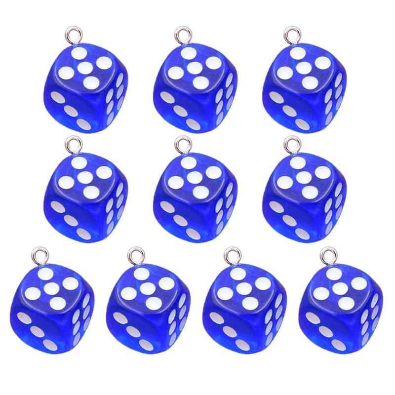 

10 Pcs Transparent Resin Dice Pendants Mini Charms Accessories with 4mm Loops for DIY Jewelry Making 11 Color Options 1 синий