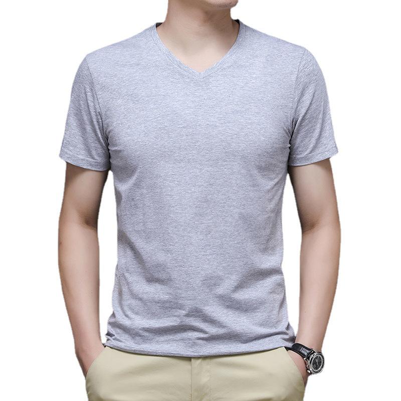 Weißes Kurzarm-T-Shirt aus Baumwolle mit V-Ausschnitt für Herren – Trendy Loose Fit für den Sommer