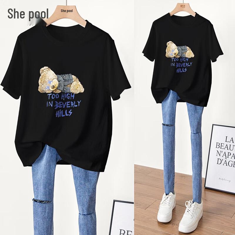 Ta Chi Women s Loose Fit Cartoon Print Casual T-Shirt S