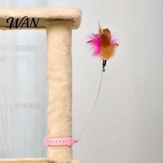 Self-play Cat Toy Collar Feather Interactive Wand Hands Free for Indoor Cats Teaser with Bell Adjustable Kitty Solo Play