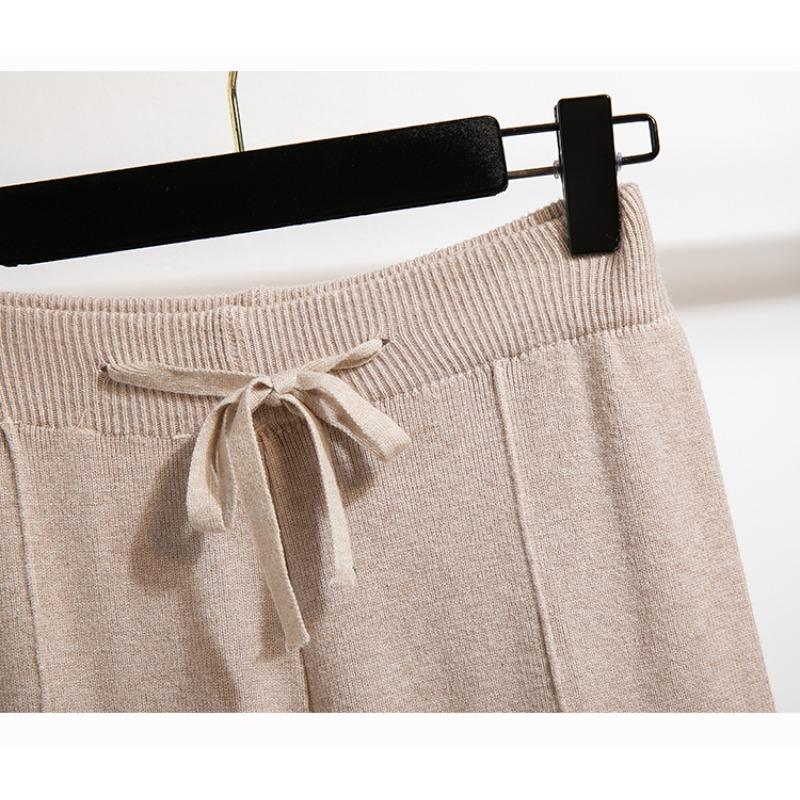 Dimanaf 2025 Autumn Plus Size Harlen Knitted Pants New Women Fashion Loose Vintage Wide-leg Pants