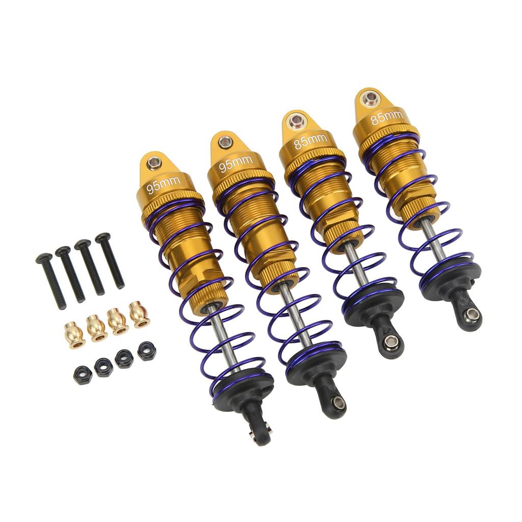 RC Stötdämpare Fram och Bak, Justerbar Hydraulisk Aluminiumlegering för 1/10 Skala RC-Bilar, Balanserad Körning och Korrosionsskydd (Guld)