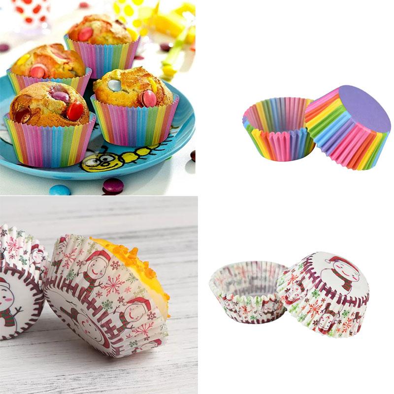 Cupcake-Förmchen Wiederverwendbar Antihaft Backförmchen Regenbogen Floral Weihnachtsdesign Muffin-Förmchen zum Backen von Cupcakes Kuchen Dekoration