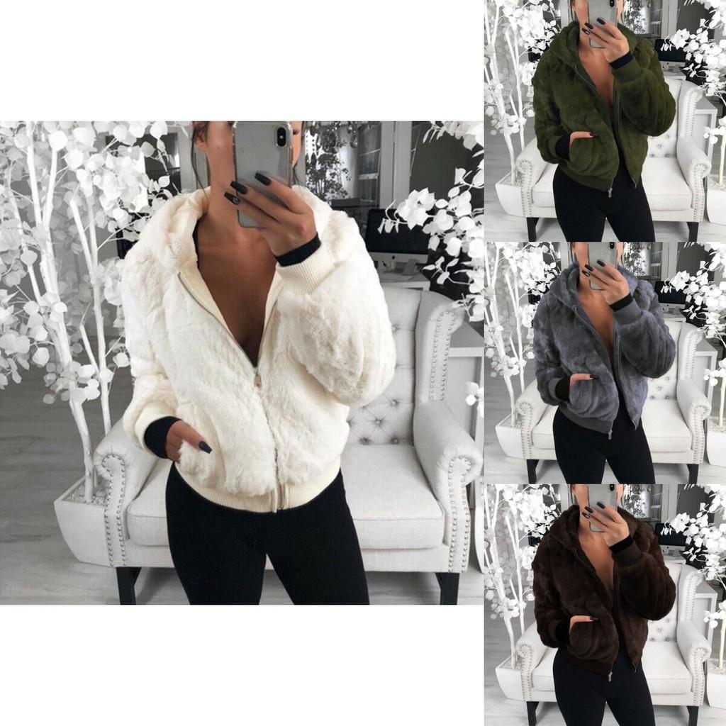 Luxurious Women's Teddy Bear Coat Jacket Winter Warm Hooded Fur Fluffy Outwear Overcoat