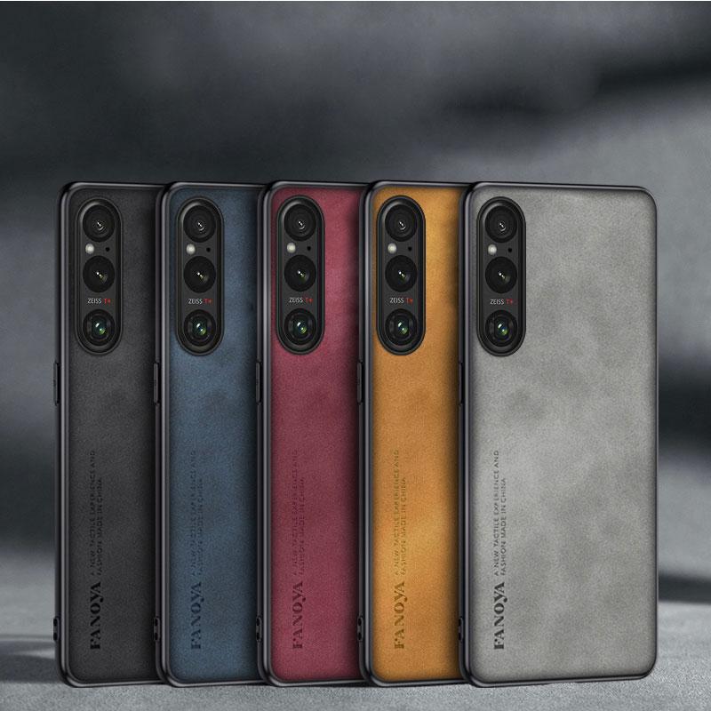 Case for Sony Xperia 1 V II Vii Luxury Sheepskin PU Leather Silicone Shockproof Matte Bumper Cover for Xperia 1V 10V Phone Shell