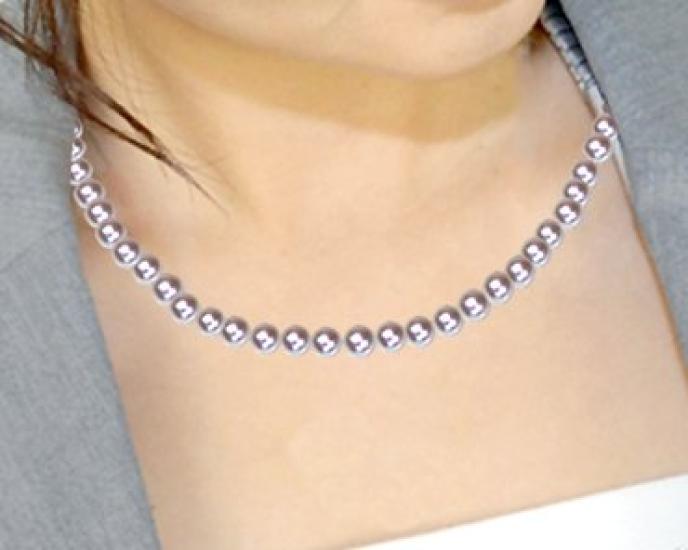 [Your and My Jewelry Box] Black Pearl Necklace and Akoya Pearl Earring Set  Gray 8mm 42cm Regular Size Made in Japan [Gift Wrapped]