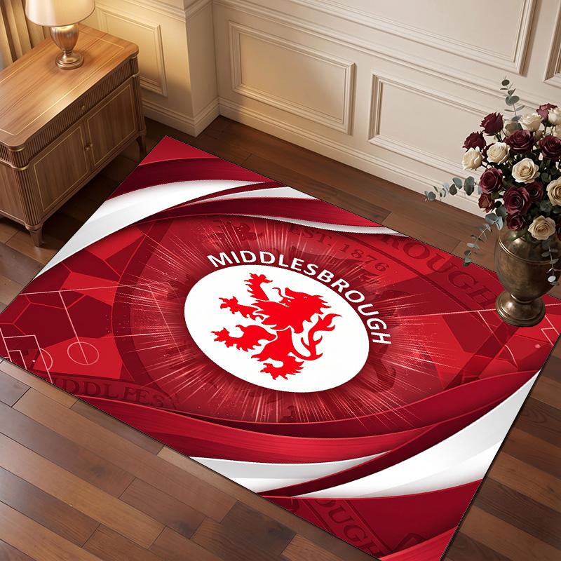 Tappeto in Velluto di Cristallo con Stampa del Middlesbrough Football Club, Comodo Assorbente d'Acqua Antiscivolo Tappeto per Pavimenti Interni