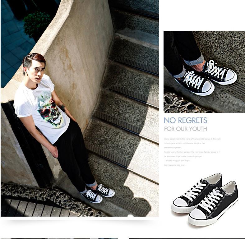 HuiLi Unisex Black & White Low-Top Canvas Sneakers for Sports & Casual Wear
