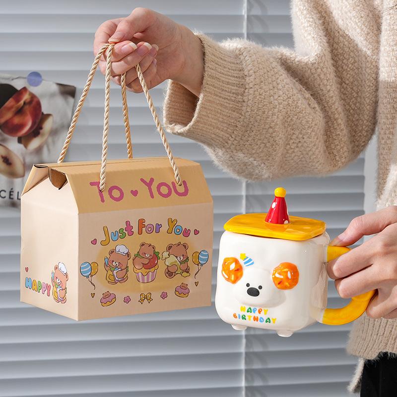 Wind High-Value Ceramic Cup With Lid Gift Box Cute Office Couple Water Cup Creative Souvenir