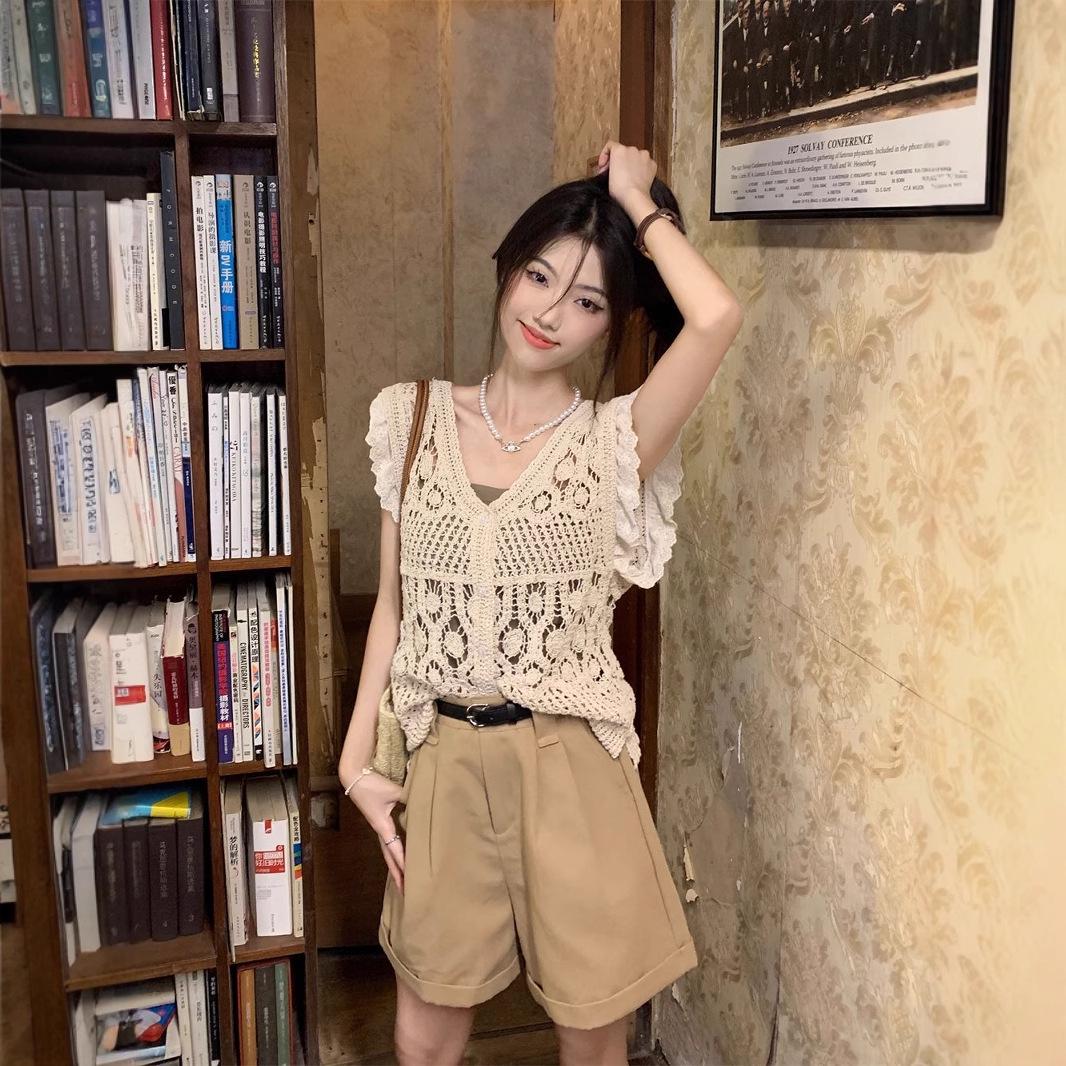 

Women s Summer Crochet Lace Retro Knit Vest - Chic Design One Size [Recommended for up to 125 lbs]