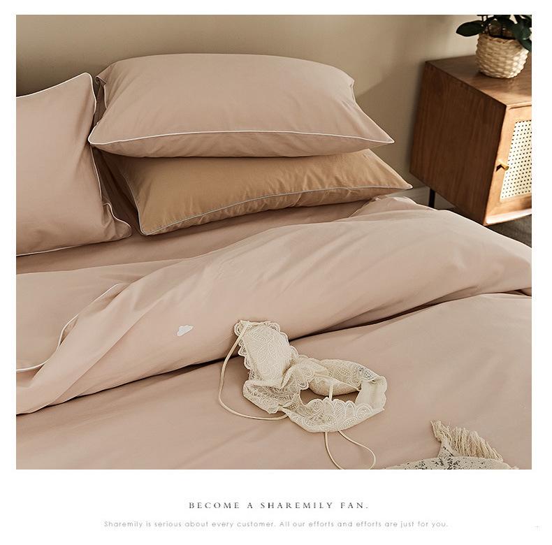 100% Cotton Long-Staple Flannel Bedding Set - 4-Piece Autumn/Winter Edition with Embroidered Thick Bed Sheet & Duvet Cover.