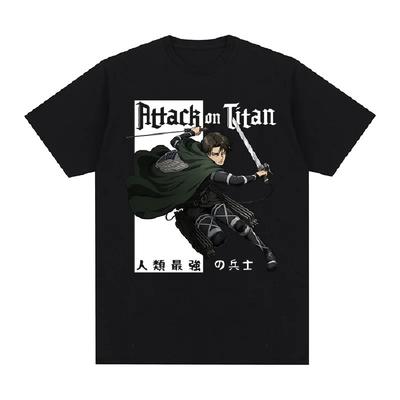 L'Attaque des Titans Rival Ackerman Levi T-shirt Vintage Hip Hop Streetwear Graphique Coton Homme T-shirt Nouveau T-shirt T-shirt Hauts Femme