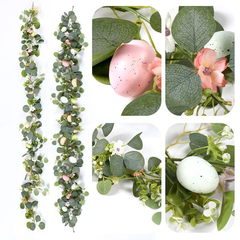 Artificial Eucalyptus Vine Easter Decor Soft Silicone 200cm Indoor Floral Garland With Fruit Accents