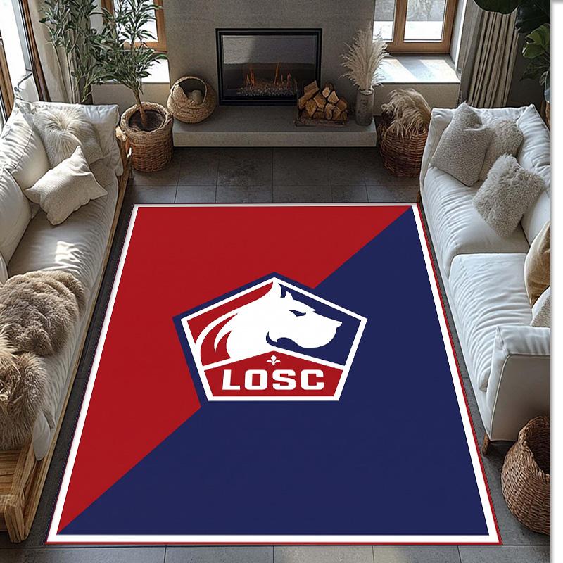 LOSC Lille FC Soccer Football Pattern Soft Area Rug Non Slip Indoor Floor Carpet Sports Decor Mat for Bedroom
