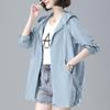 Women's Thin Jacket Medium Long Sunscreen Hooded Jacket Outdoor Long Sleeve Windbreaker