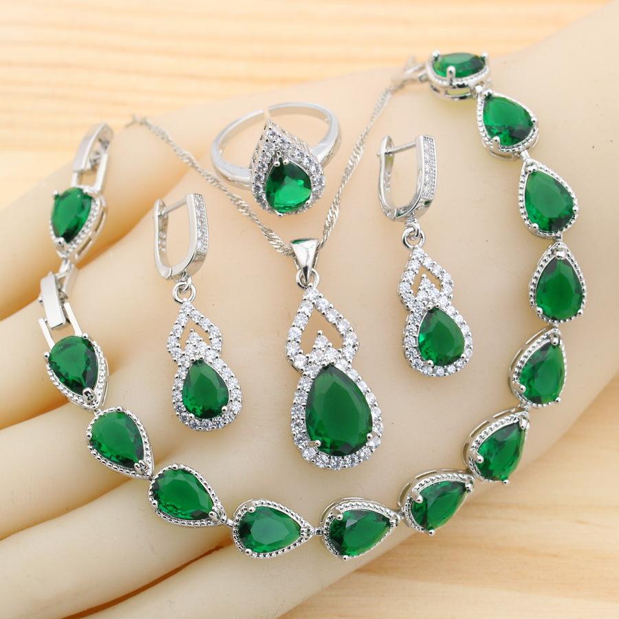 

Bride Light Роскошные ювелирные изделия Серьги Кольца Кольца Браслет Ожерелье 4-х частей Цепочка AAA Циркон инкрустированные ювелирные изделия