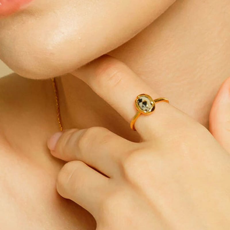 

ozel [Custom Made] Oval Stone Ring PS015R White