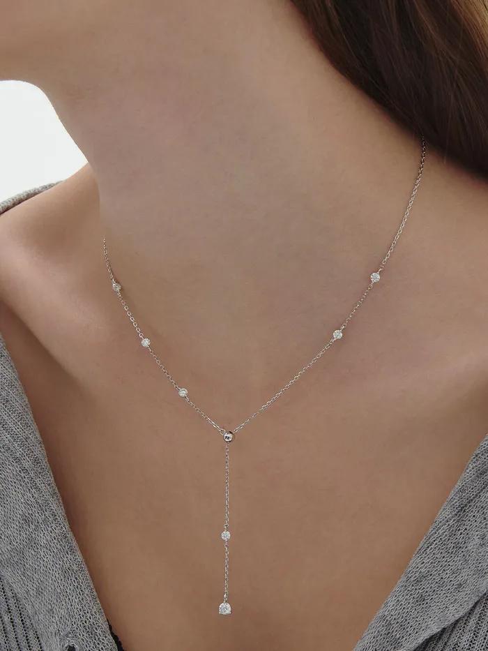 Essence Silver (W) Station Y-shaped Necklace HL4N61410W9450