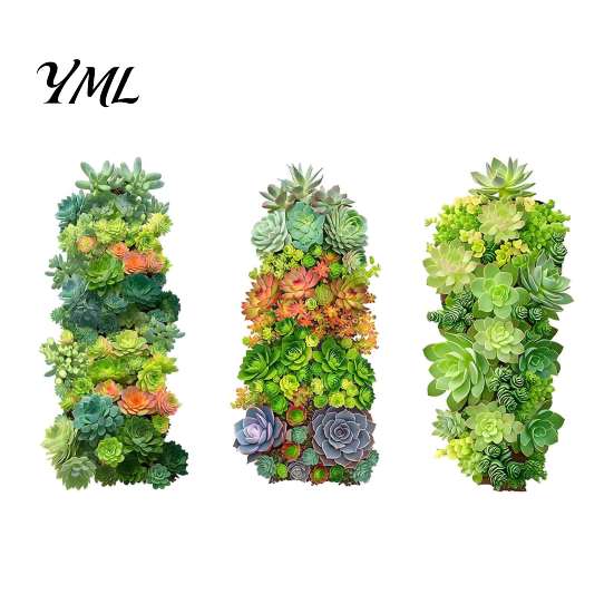 Versatile Glass Door Stickers 3Pcs 3D Succulents Wall Stickers, Vertical Plant Landscape Decals, Waterproof PVC Mural, Pastoral Style Window