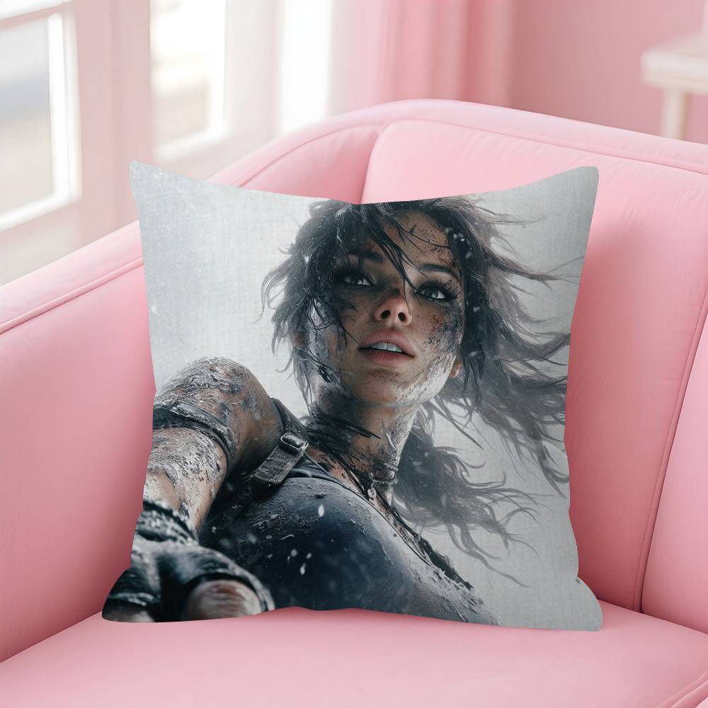 Lara Croft Tomb Raider Game Pillow Gift Home Office Decoration Pillow Bedroom Sofa Car Cushion Coverpillow Case