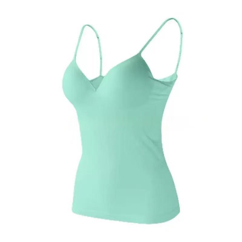 Plus-Size Women's Backless V-Neck Modal Camisole with Built-in Bra for Yoga