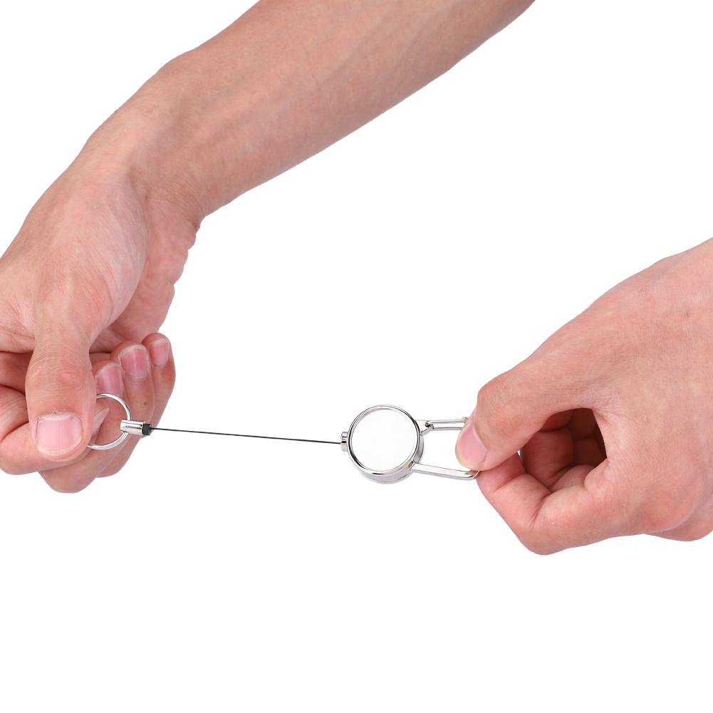 

Металлический выдвижной брелок для ключей с высокопрочным нейлоновым тросом, шнур против потери, кольцо для ключей, пряжка, для улицы