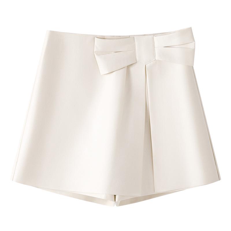 

Versatile High-Waist White Culottes with Bow - Slimming Spring/Summer 2025 2XL чёрный