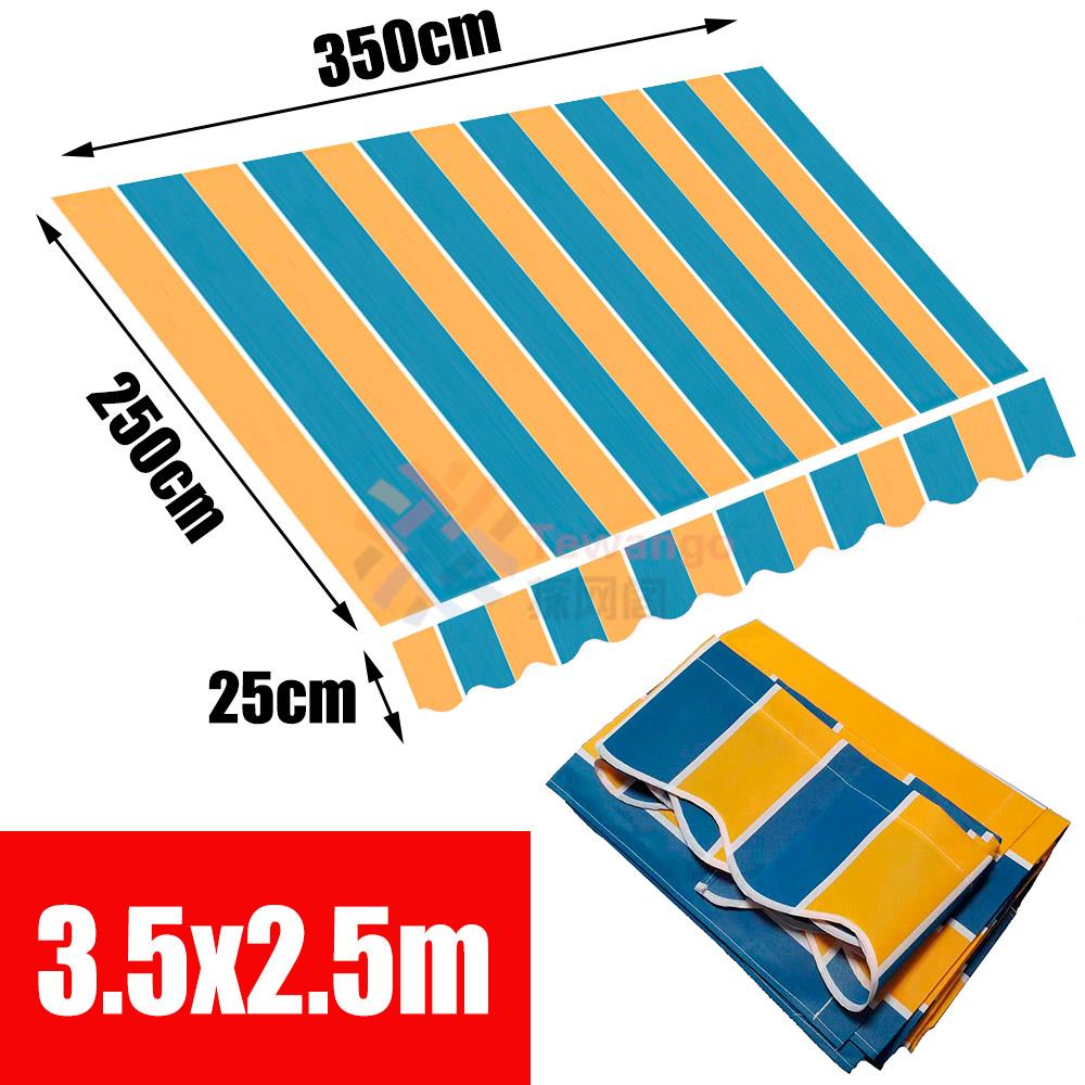 Retractable Awning Striped Outdoor awning folding arm awning high light fastness window balcony garden durable yellow and blue