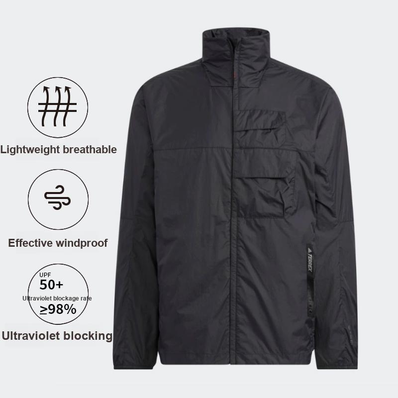 adidas Veste de protection solaire à manches longues et à capuche pour homme Noir HN4535