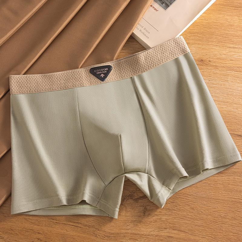 Men's 10A Antibacterial Cotton Boxer Briefs - Mid-Rise, Breathable Square Leg Underwear, Youthful Trend Shorts, Plus Size Available.