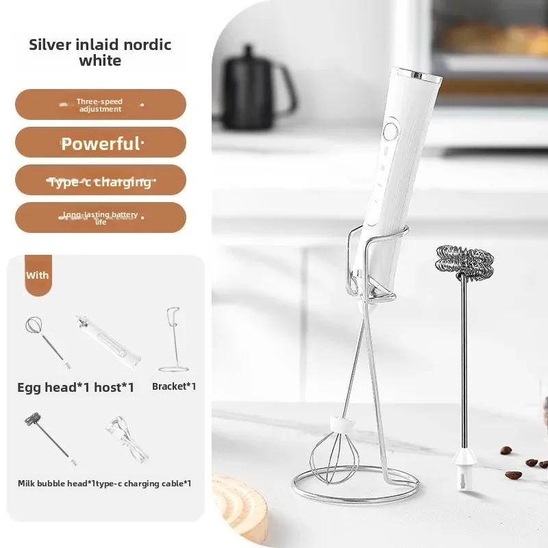 Portable Electric Milk Frother USB Egg Beater Hand Coffee Whisk Rechargeable Foam Mixer Home Kitchen Milk Frother Foaming