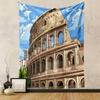 Roman Colosseum Cartoon Illustration Patterned Tapestry Decorative Wall Hanging, Home Bedroom Living Room Decor