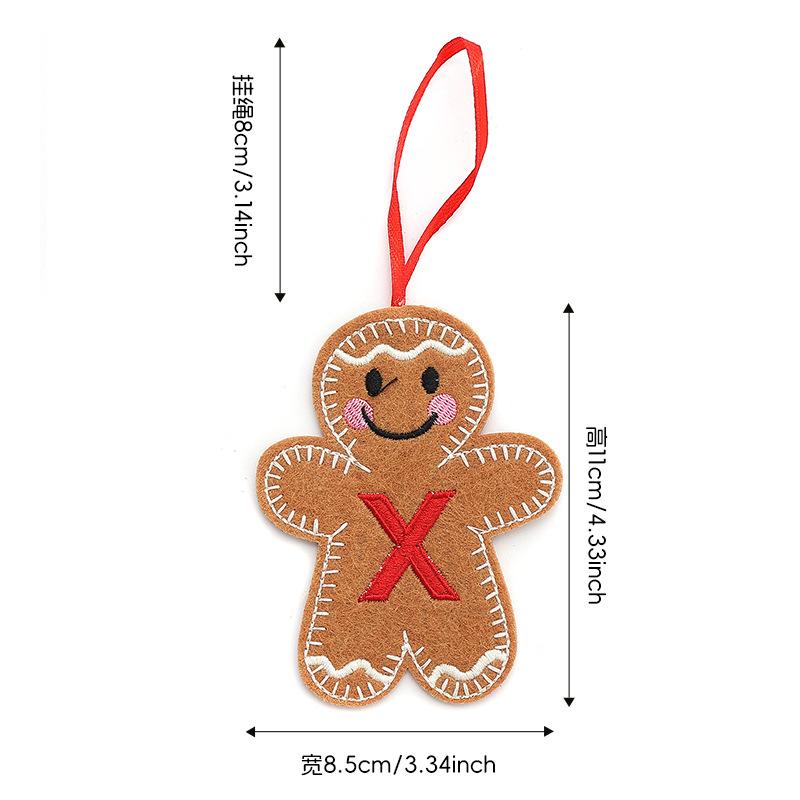 Gingerbread Man Ornaments for Christmas Tree Hanging Decor with Alphabet Letters Festive Holiday Home Decorations Gift