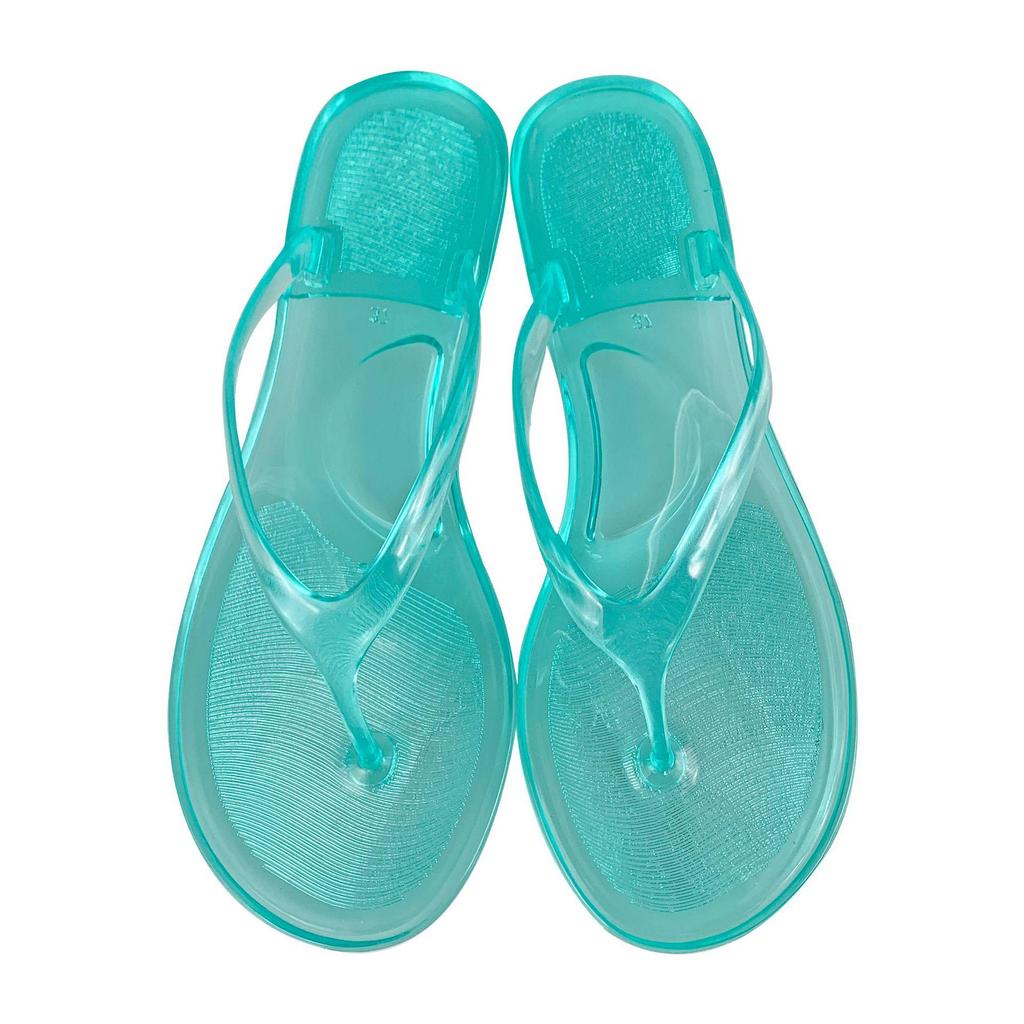 Clear Jelly Thong Sandals - Flat Sole, Transparent Beach Flip-Flops