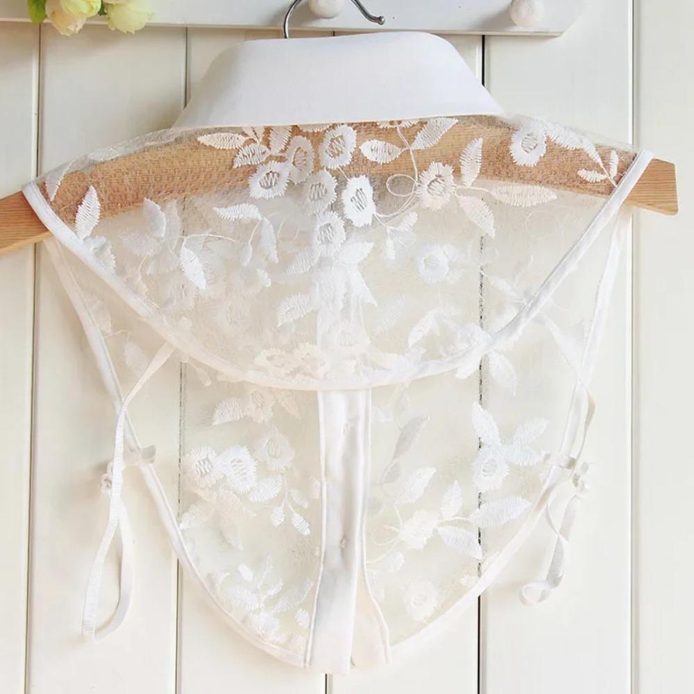 Linbaiway Embroidery Cotton Fake Collars for Women Removalbe False Collar Blouse Rhinestone Clothes Female Detachable Neckwear