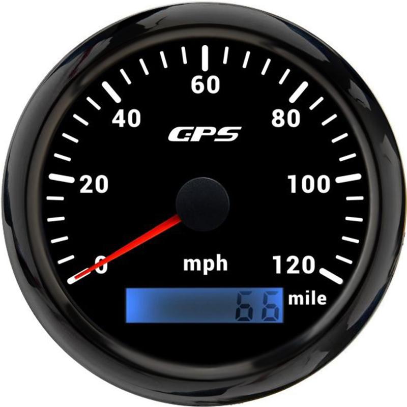 ELING 85mm (3 3/8'') Speedometer GPS 30 60 120 200 Km/h MPH 80 160 MPH Odometer with 7 Colors Backlight for Motorcycle Yacht