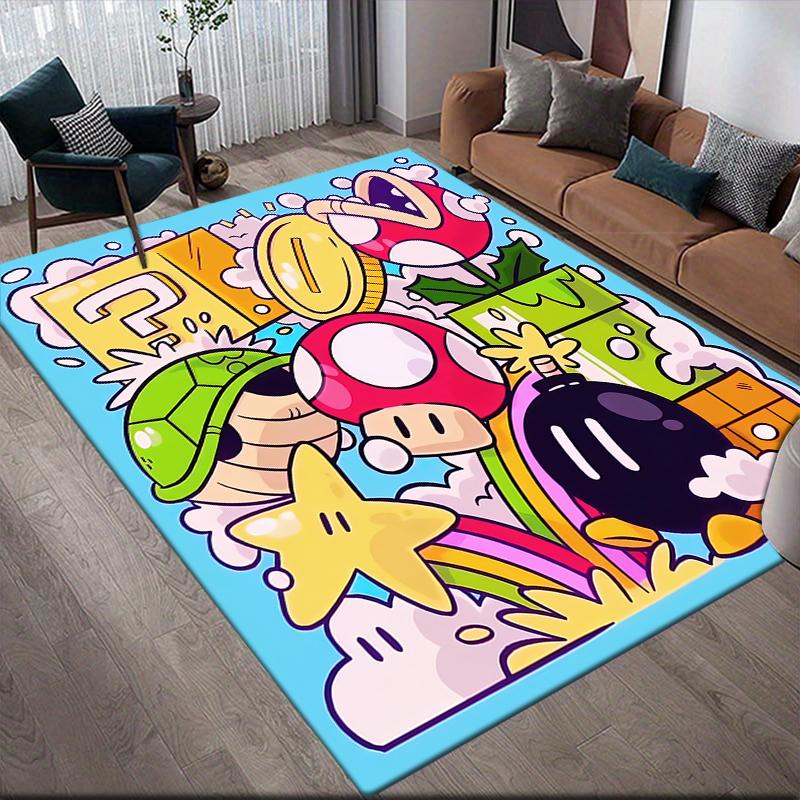 Super Mario Poster Area Rug, Mario Fan Soft Carpet, Great Gift.chl