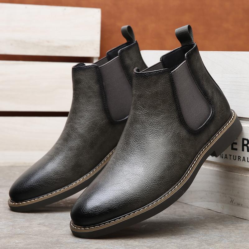Men's Chelsea Boots Retro Style Comfortable Fashionable Men's Boots Pointed Toe Mid-Calf Chelsea Boots
