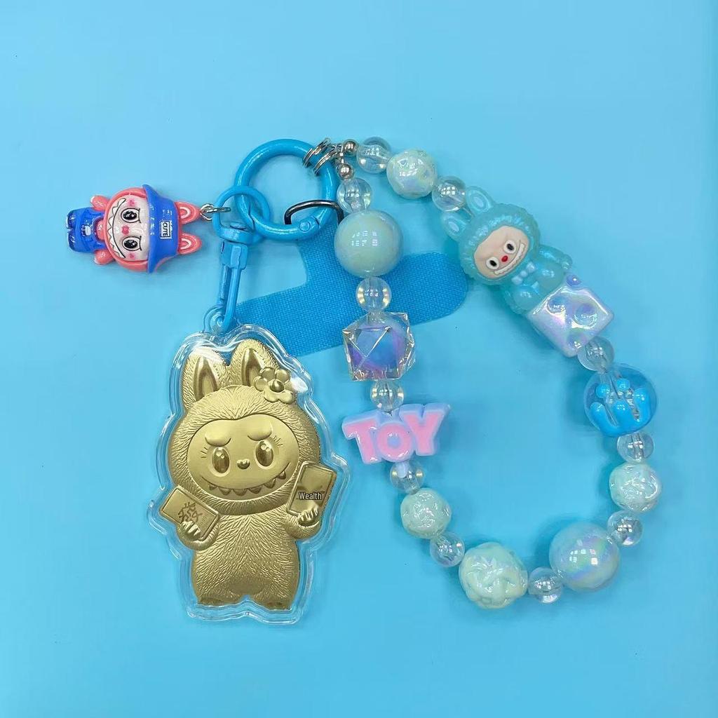 Golden 999 Pure Gold Mobile Phone Pendant Keychain Cartoon Plush Bag Charm